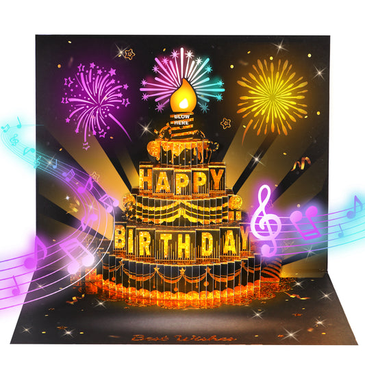 Birthday Cards, with Music, Firework Effect and Interactive Candle
