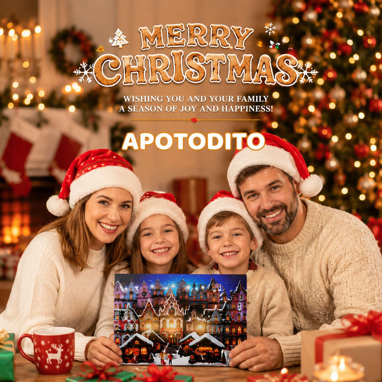 Musical Pop Up Christmas Market Cards with Light
